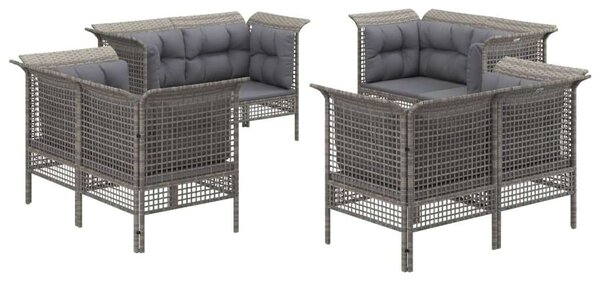 VidaXL Polyrattan Kerti Ülőgarnitúra - 8 Részes - Szürke