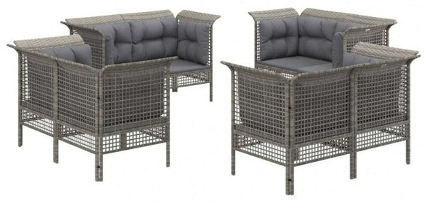 VidaXL Polyrattan Kerti Ülőgarnitúra - 8 Részes - Szürke