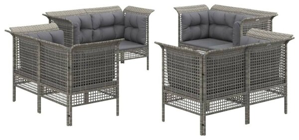 VidaXL Polyrattan Kerti Ülőgarnitúra - 8 Részes - Szürke