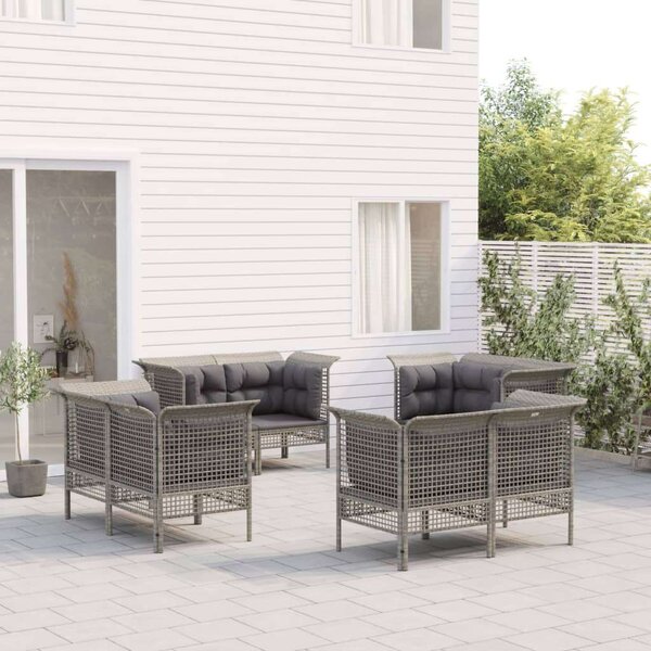 VidaXL Polyrattan Kerti Ülőgarnitúra - 8 Részes - Szürke