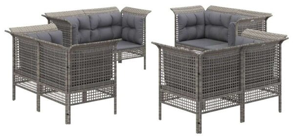 VidaXL Polyrattan Kerti Ülőgarnitúra - 8 Részes - Szürke