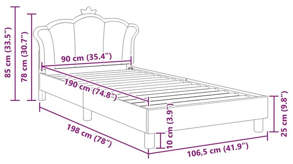VidaXL Gyerekágy kerettel Rózsaszín 90 x 190 cm PU