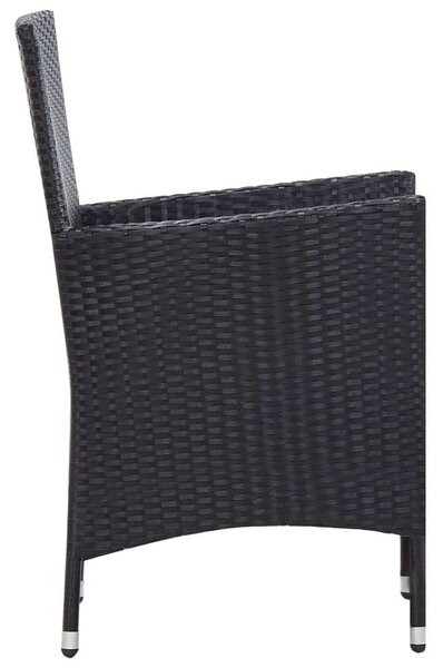 VidaXL Kültéri Polyrattan Étkezőgarnitúra - 9 részes - Fekete