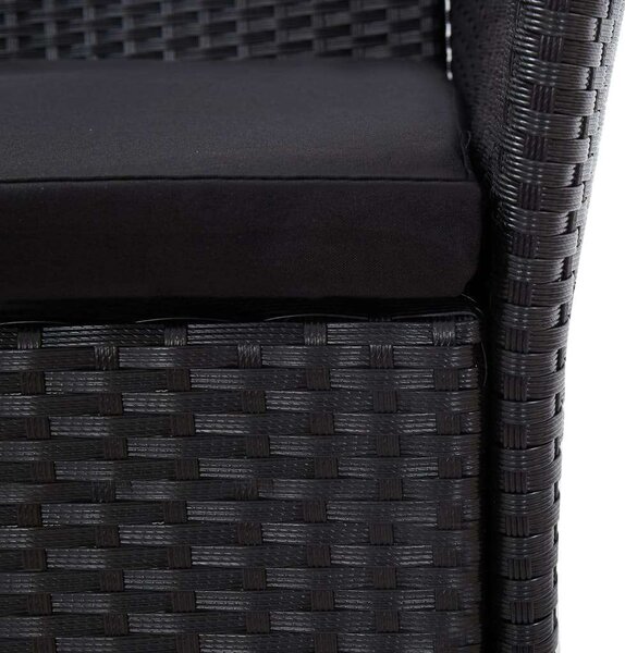 VidaXL Kültéri Polyrattan Étkezőgarnitúra - 9 részes - Fekete