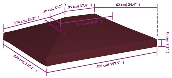 Bordó pavilon tetőponyva 310 g/m² 3 x 4 m