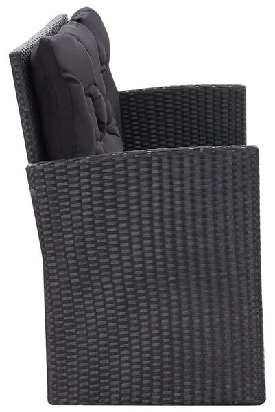 VidaXL 6 részes fekete polyrattan kerti bútorszett párnákkal