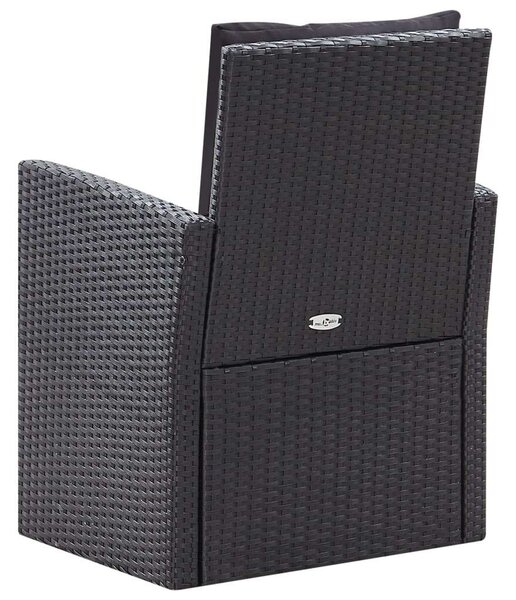 VidaXL 6 részes fekete polyrattan kerti bútorszett párnákkal