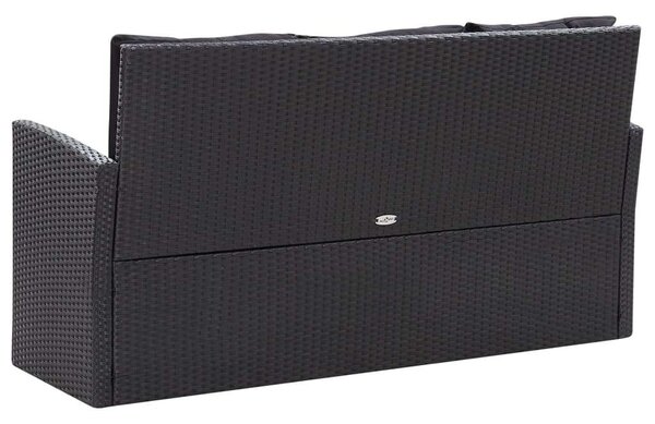 VidaXL 6 részes fekete polyrattan kerti bútorszett párnákkal