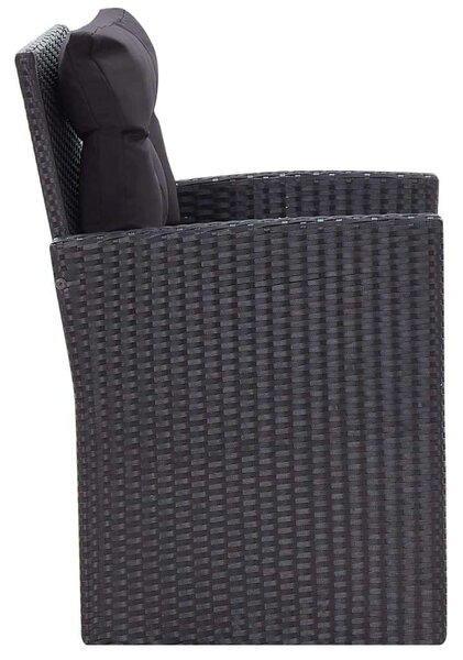 VidaXL 6 részes fekete polyrattan kerti bútorszett párnákkal