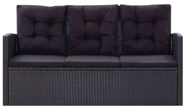 VidaXL 6 részes fekete polyrattan kerti bútorszett párnákkal