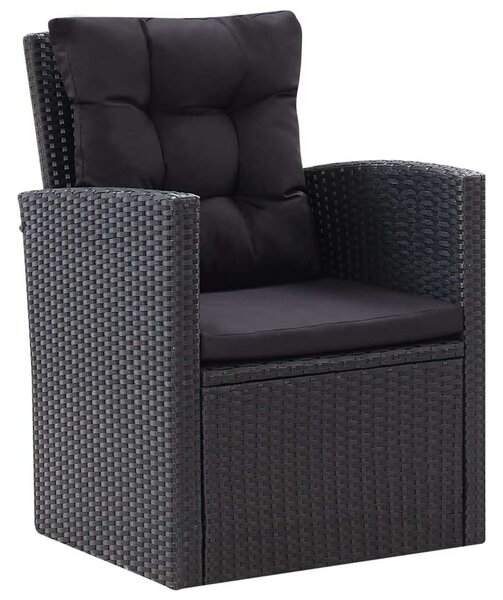 VidaXL 6 részes fekete polyrattan kerti bútorszett párnákkal