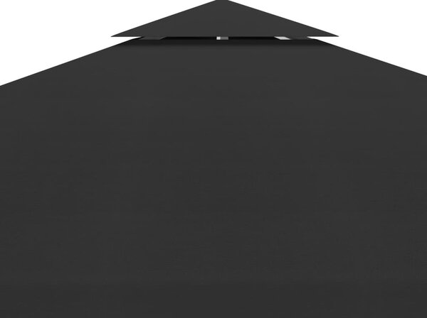 Fekete kétszintes pavilon-tetőponyva 310 g/m² 3 x 3 m