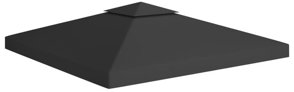 Fekete kétszintes pavilon-tetőponyva 310 g/m² 3 x 3 m