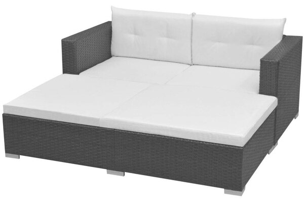 RelaxDays - 3 részes Polyrattan Kerti Bútorszett - Fekete