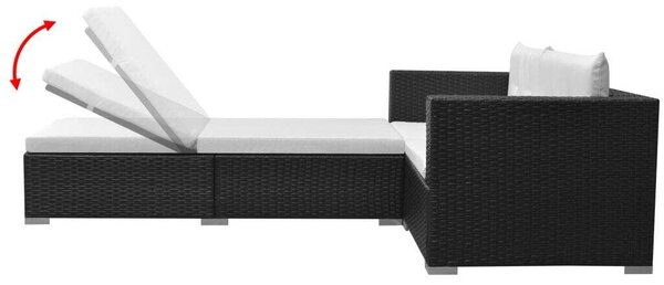 RelaxDays - 3 részes Polyrattan Kerti Bútorszett - Fekete