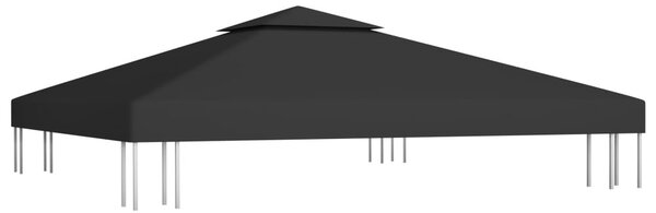 Fekete kétszintes pavilon-tetőponyva 310 g/m² 3 x 3 m