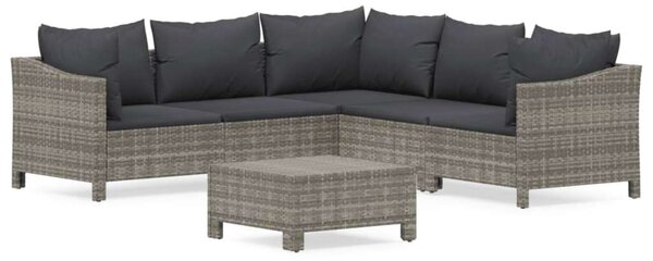 VidaXL 6 részes szürke polyrattan kerti ülőgarnitúra párnákkal