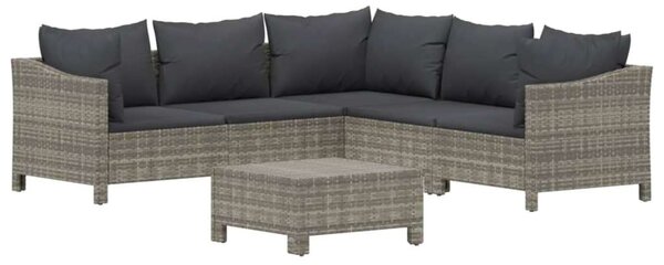 VidaXL 6 részes szürke polyrattan kerti ülőgarnitúra párnákkal