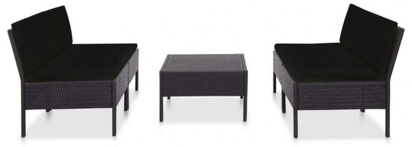 VidaXL - 5 részes Kerti Kanapé Szett - Fekete Polyrattan