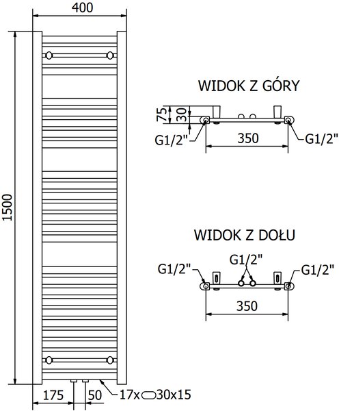 Mexen, Mexen Hades elektromos melegítő 1500 x 400 mm, 600 W, króm - W104-1500-400-2600-01