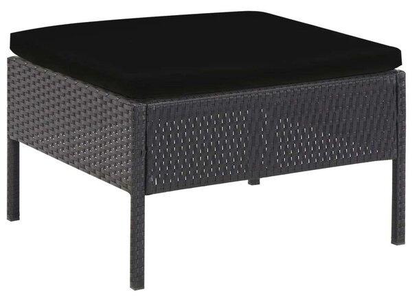 VidaXL - 5 részes Kerti Kanapé Szett - Fekete Polyrattan