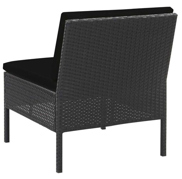 VidaXL - 5 részes Kerti Kanapé Szett - Fekete Polyrattan