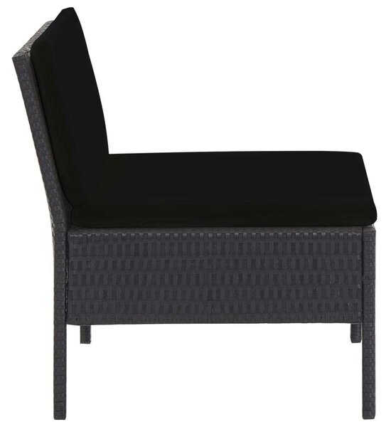 VidaXL - 5 részes Kerti Kanapé Szett - Fekete Polyrattan
