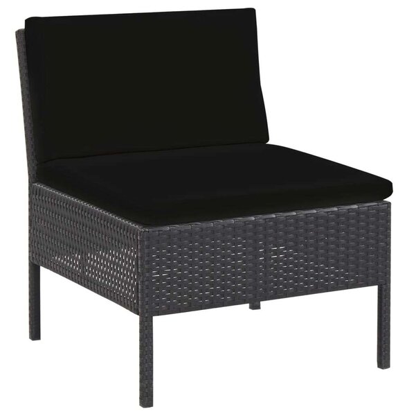 VidaXL - 5 részes Kerti Kanapé Szett - Fekete Polyrattan