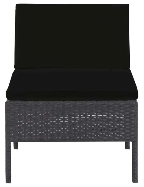VidaXL - 5 részes Kerti Kanapé Szett - Fekete Polyrattan