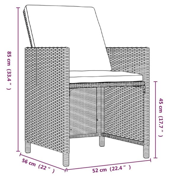 VidaXL 9 részes barna polyrattan kerti étkezőgarnitúra párnákkal