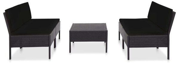 VidaXL - 5 részes Kerti Kanapé Szett - Fekete Polyrattan