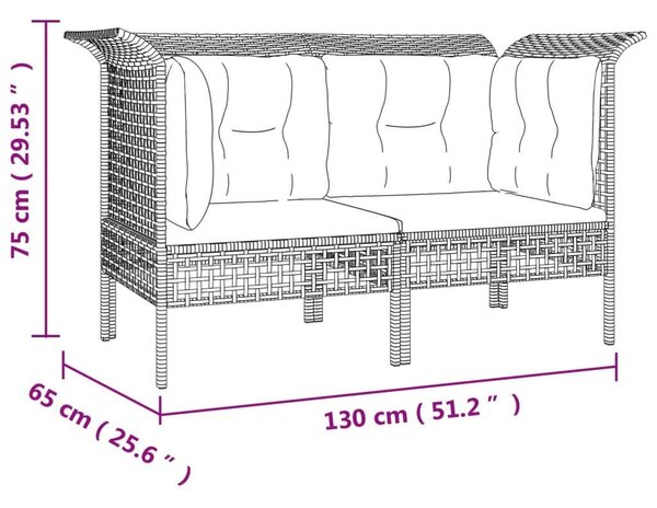 VidaXL 6 részes szürke polyrattan kerti ülőgarnitúra párnákkal