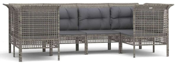 VidaXL 6 részes szürke polyrattan kerti ülőgarnitúra párnákkal