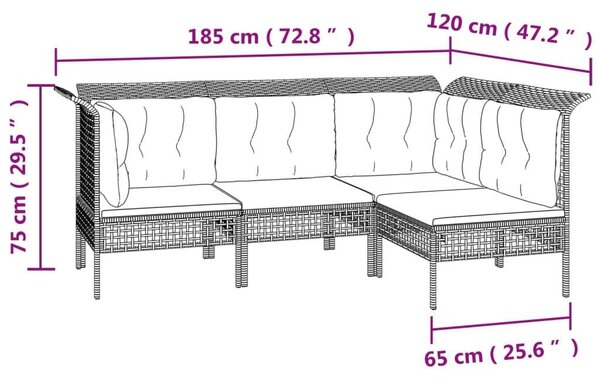 VidaXL 6 részes szürke polyrattan kerti ülőgarnitúra párnákkal