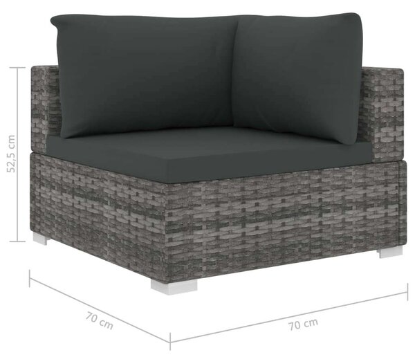 VidaXL 5-részes szürke polyrattan kerti bútorszett párnákkal