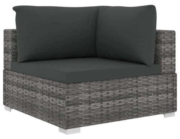 VidaXL 5-részes szürke polyrattan kerti bútorszett párnákkal