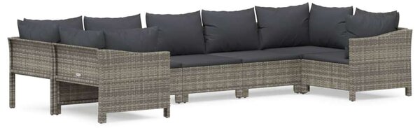 VidaXL 7 részes szürke polyrattan kerti ülőgarnitúra párnákkal