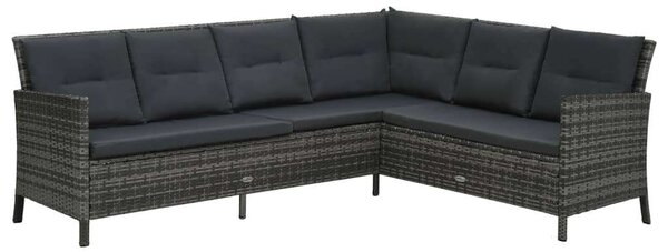 VidaXL 3-részes szürke polyrattan kerti bútorgarnitúra párnákkal