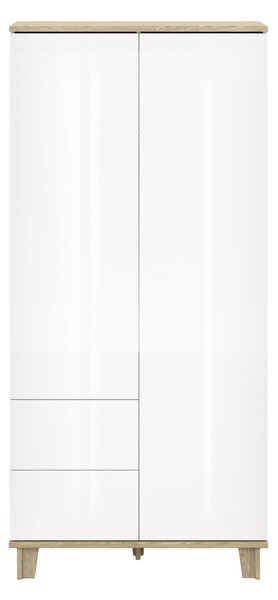 Gardróbszekrény Evarveru 100, Laminált forgácslap, 217x100x50cm, Fényes fehér