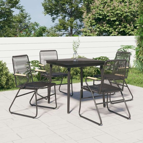 VidaXL 5 részes fekete PVC rattan kerti étkezőgarnitúra