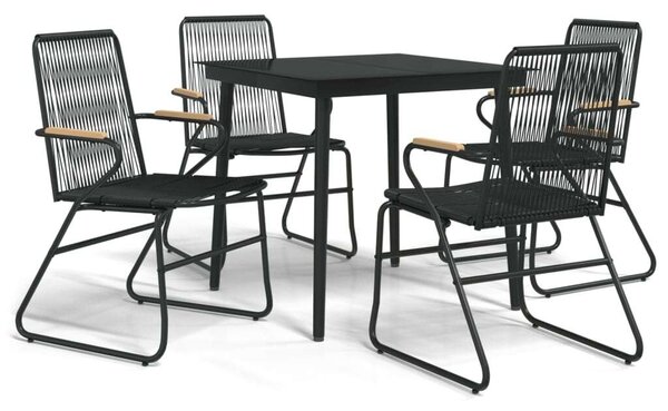 VidaXL 5 részes fekete PVC rattan kerti étkezőgarnitúra