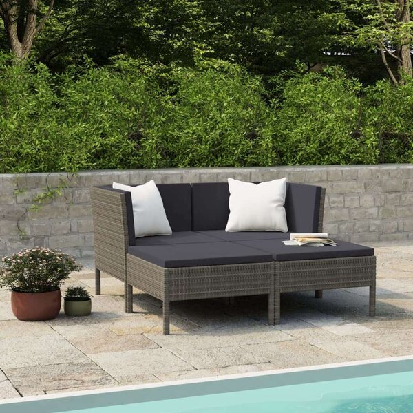 Polyrattan Kerti Bútorszett - 4 részes - Szürke