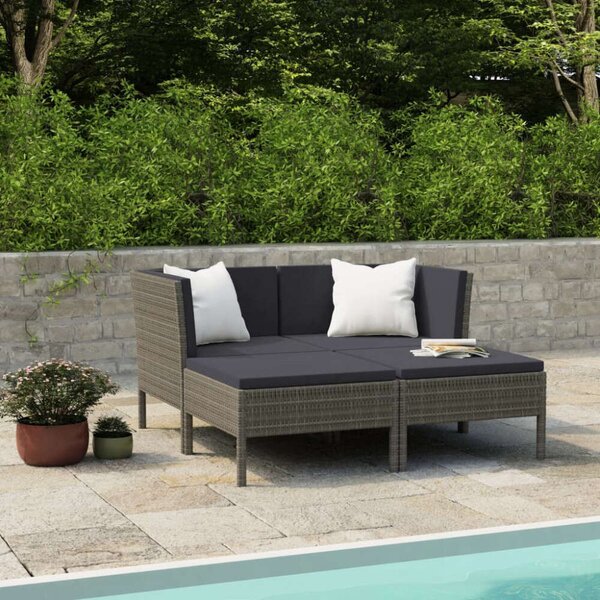 Polyrattan Kerti Bútorszett - 4 részes - Szürke
