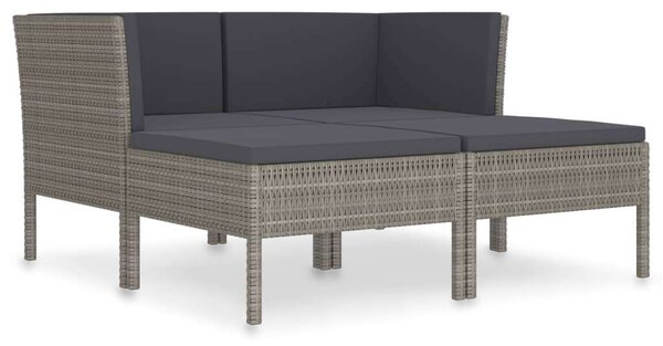 Polyrattan Kerti Bútorszett - 4 részes - Szürke