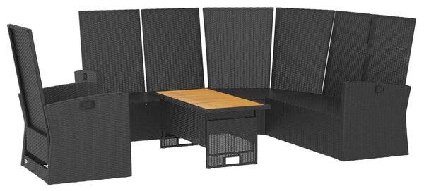 VidaXL 3 részes fekete polyrattan kerti ülőgarnitúra párnákkal