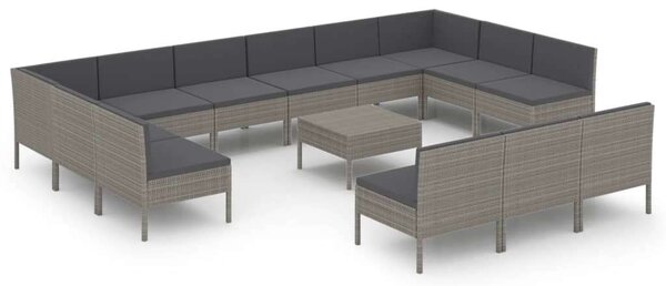 VidaXL Polyrattan Kerti Ülőgarnitúra - 14 részes - Szürke