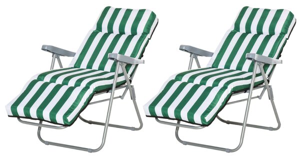 Outsunny összecsukható napozóágy, 2db, fehér / zöld