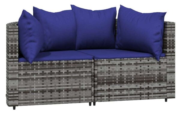 VidaXL 3 részes szürke polyrattan kerti ülőgarnitúra párnákkal