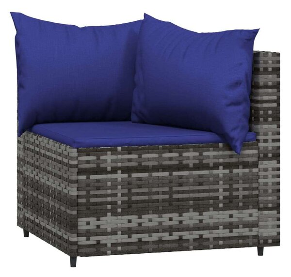 VidaXL 3 részes szürke polyrattan kerti ülőgarnitúra párnákkal