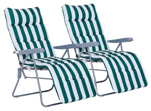 Outsunny összecsukható napozóágy, 2db, fehér / zöld